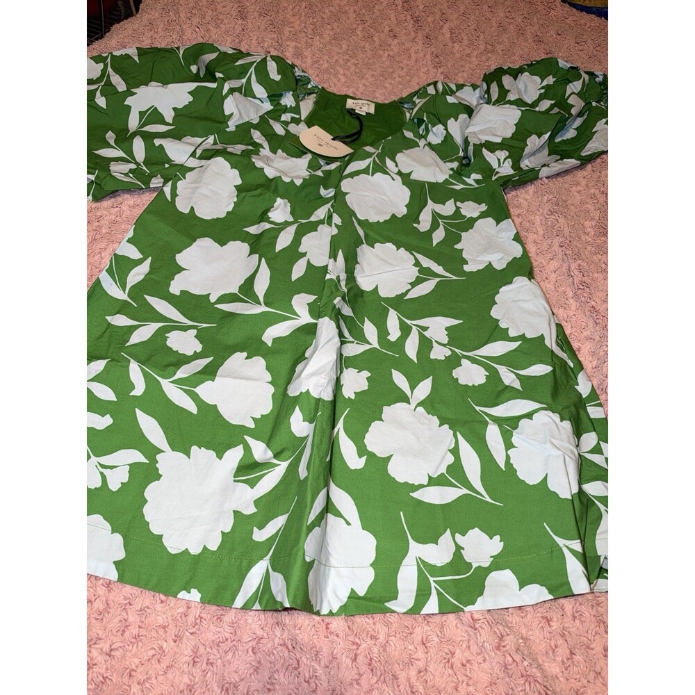 NWT KATE SPADE X TARGET Classic Rose Poplin Long Sleeve Mini Dress Green Blue